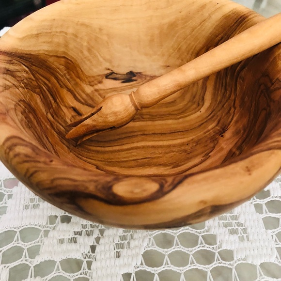 NATURAL OLIVE WOOD HONEY BOWL - Picture 2 of 6